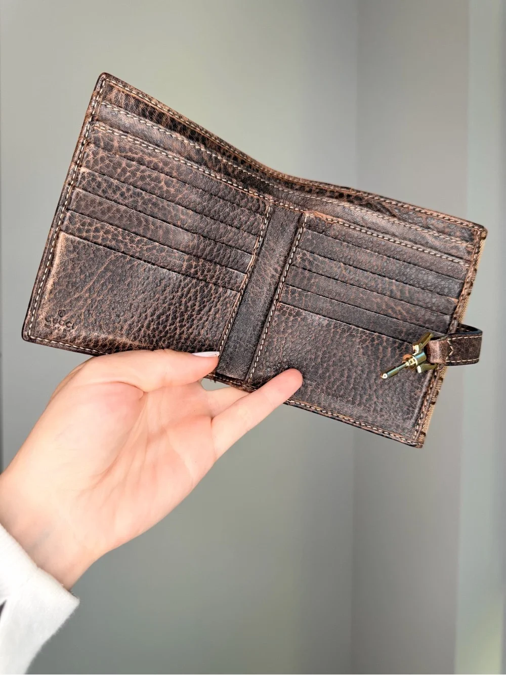 Vintage Gucci GG Monogram Horsebit Compact Bifold Wallet